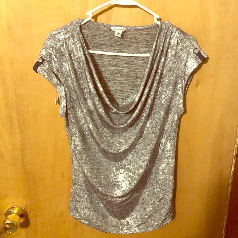 Calvin Klein Metallic silver top